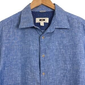 Joseph Abboud Blue Linen Long Sleeve Button Front Shirt